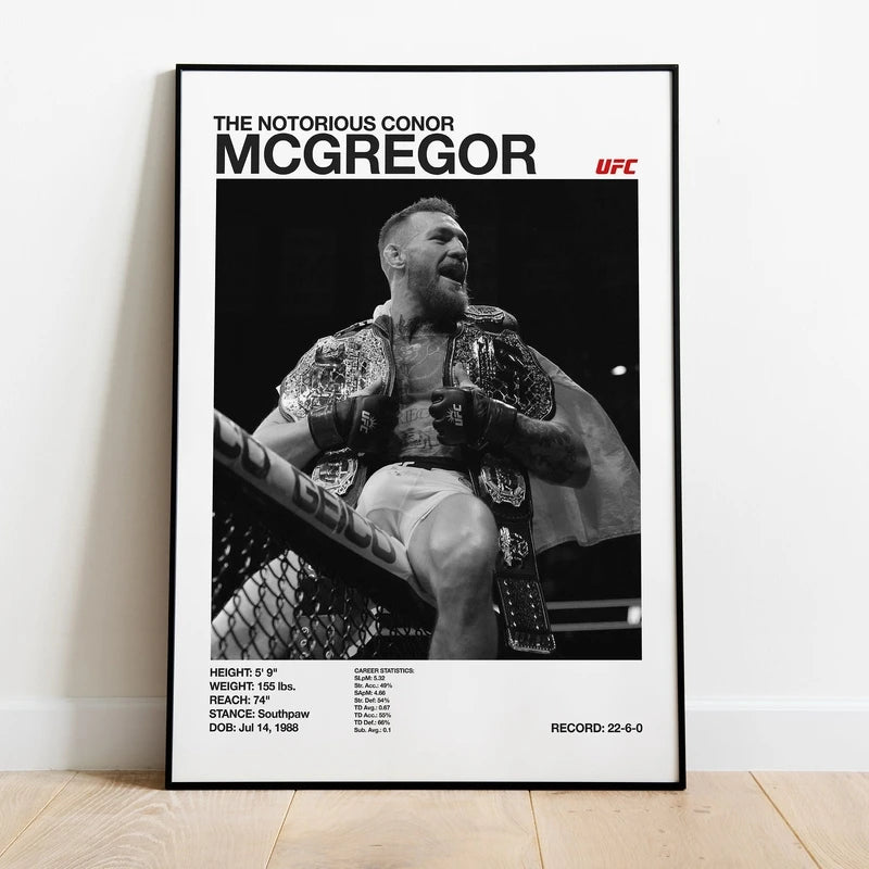 Black and white UFC Poster Canvas Wall Decor Gym Room