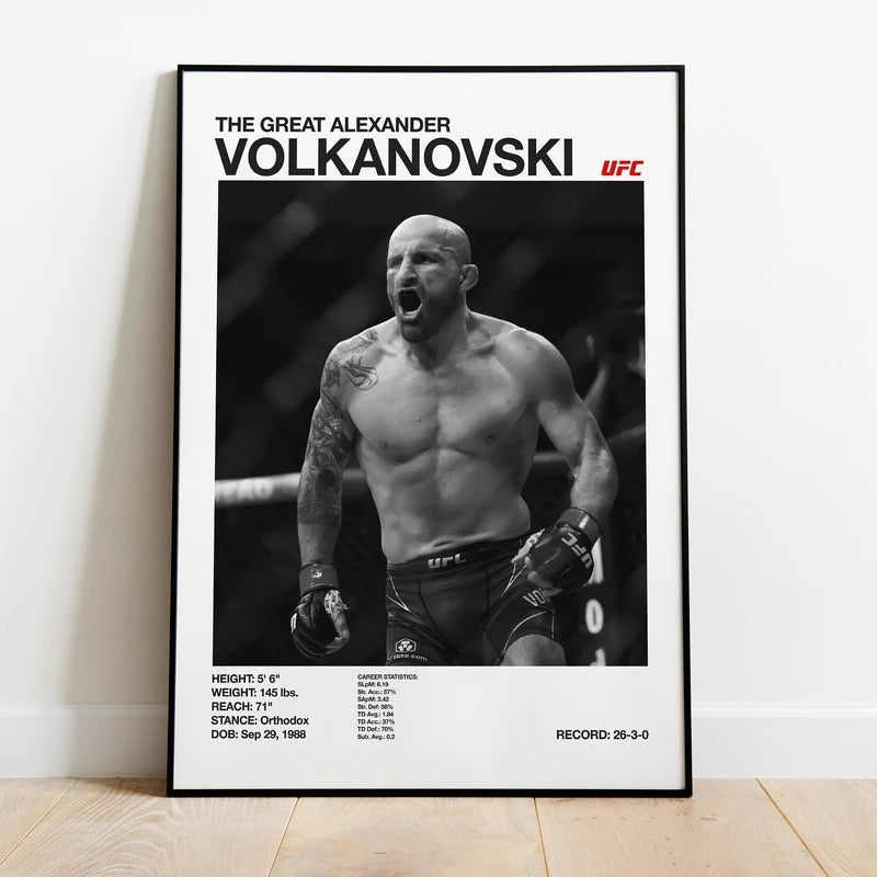 Black and white UFC Poster Canvas Wall Decor Gym Room
