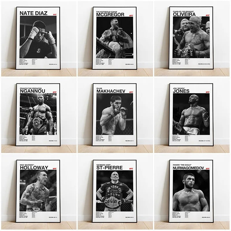 Black and white UFC Poster Canvas Wall Decor Gym Room
