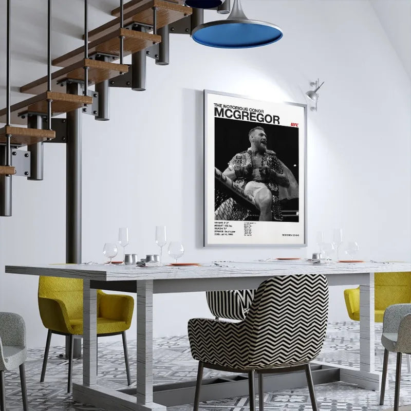 Black and white UFC Poster Canvas Wall Decor Gym Room
